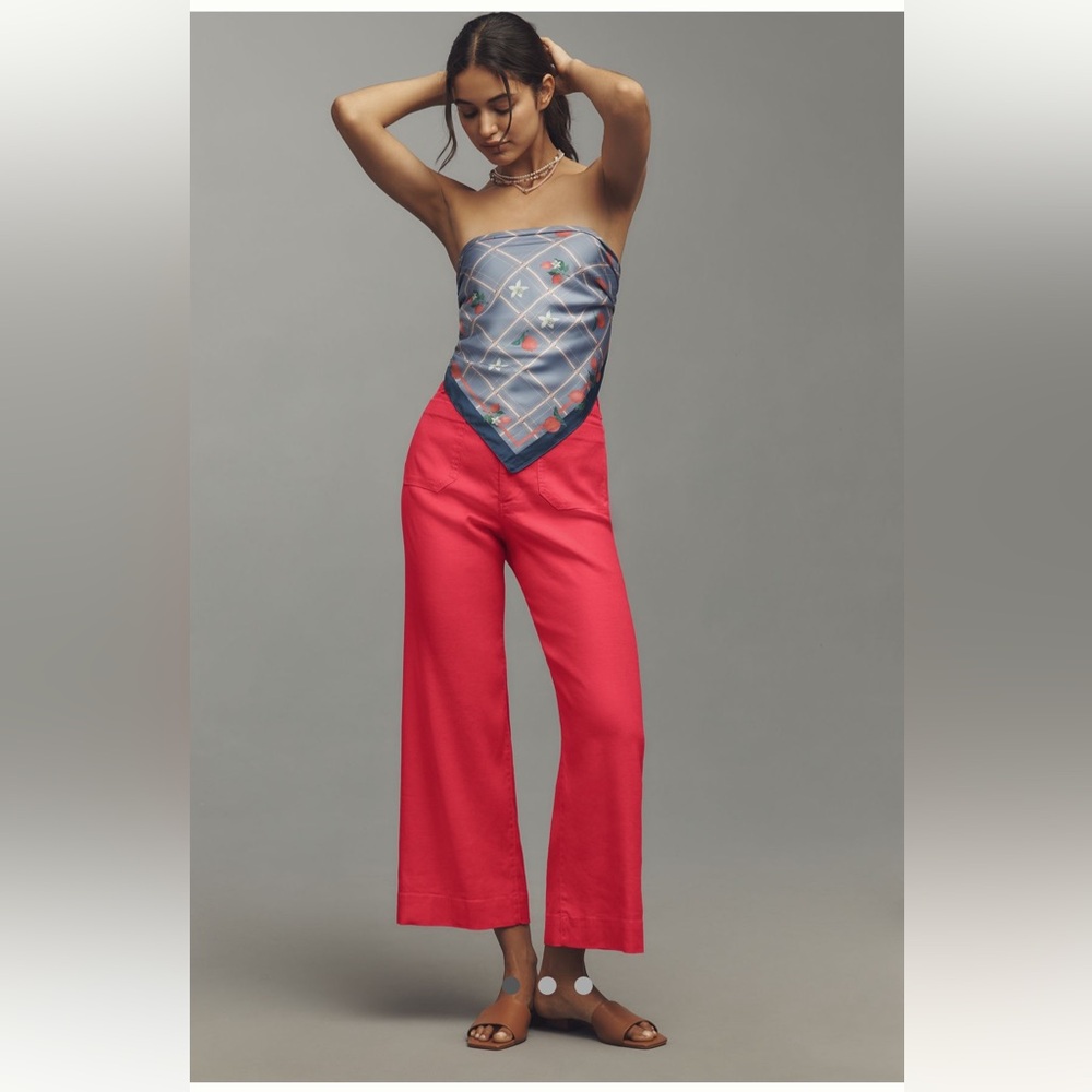 NWT The Colette Linen Blend Crop Wide-Leg Pants by Maeve